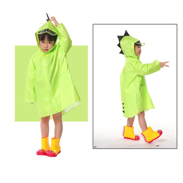 Lindo Chubasquero Para Niños Dinosaurio De Dibujos Animados Jardín De Infantes Chamarra Poncho De Lluvia Portátil Paraguas Plegable
