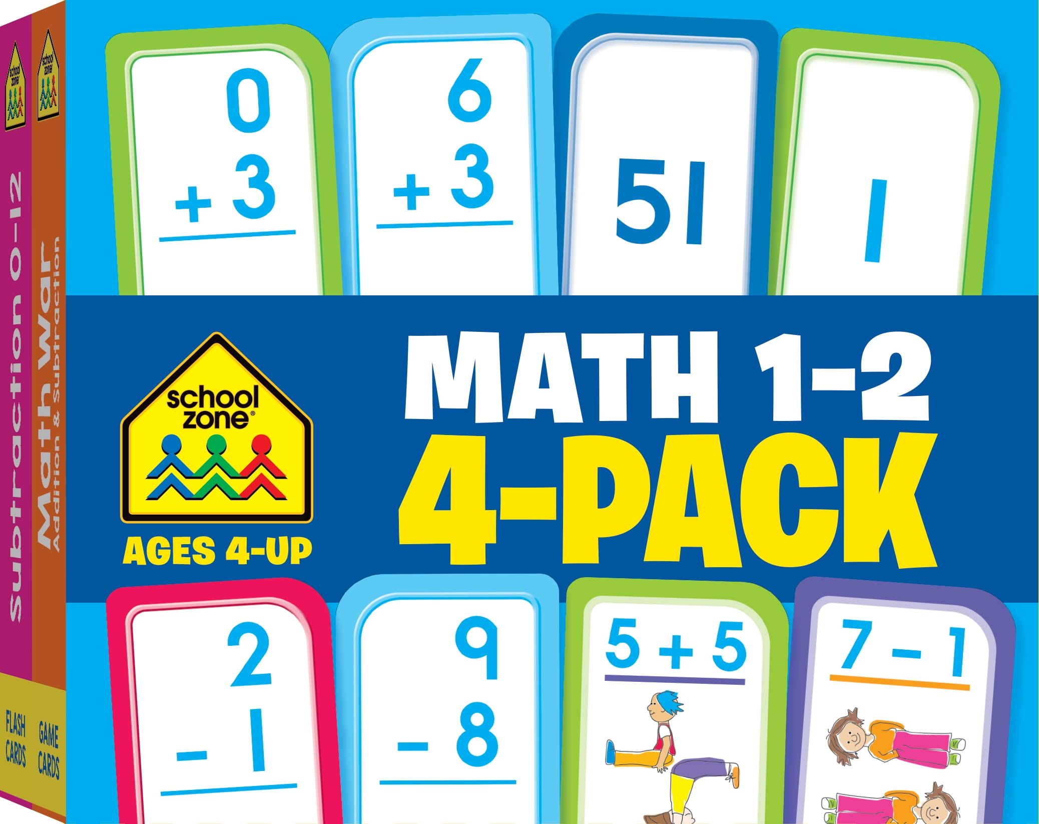 3rd grade math flash cards School Zone Math 3-4 Flash Cards 4-Pack