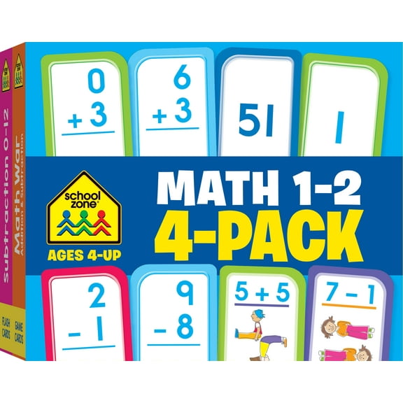 School Zone Math 1-2 Flash Cards 4-Pack