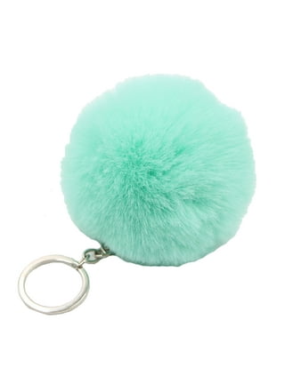 SweetiesDreamcrafts Blue Puff Ball Keychain with Cloud Charm