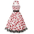 thumbnail image 3 of DailyTrove Women's Cherry Print Halter Dress-Sleeveless-Belted-Cotton Blend-for Summer Party/Theme Event-Cute Design, 3 of 5