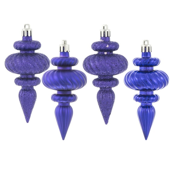 Vickerman 4" Purple 4-Finish Finial Ornament, 8 per Box