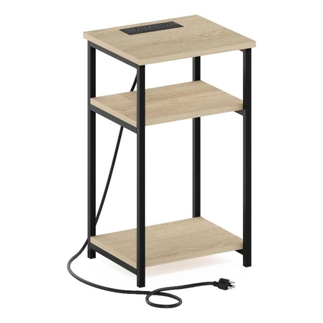 Pemberly Row Port de Charge USB et Type-C à 3 Niveaux Rangement Ouvert Chêne Bauhaus