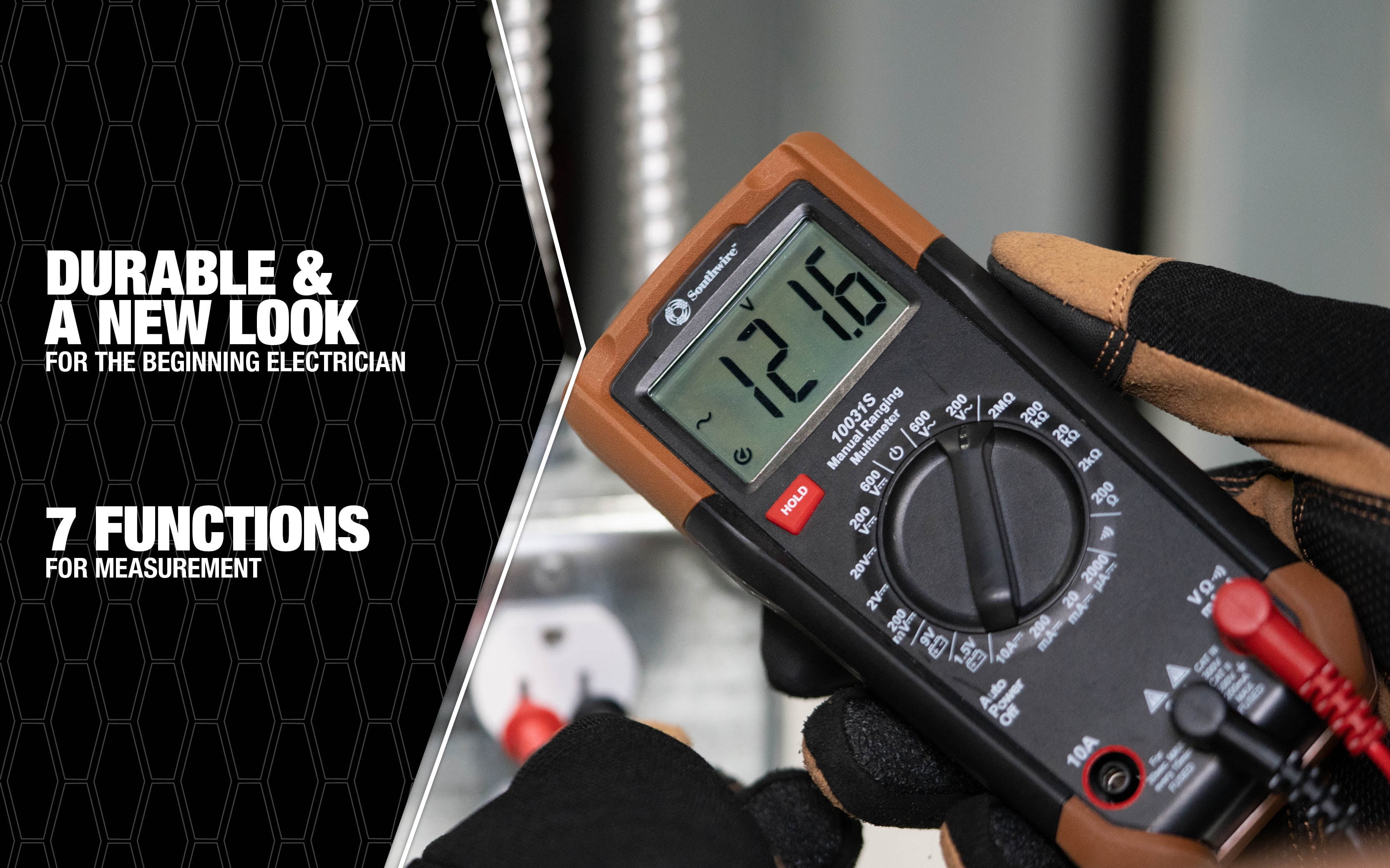 Southwire 10031S Manual-Ranging Digital Multimeter, 0-600V AC/DC