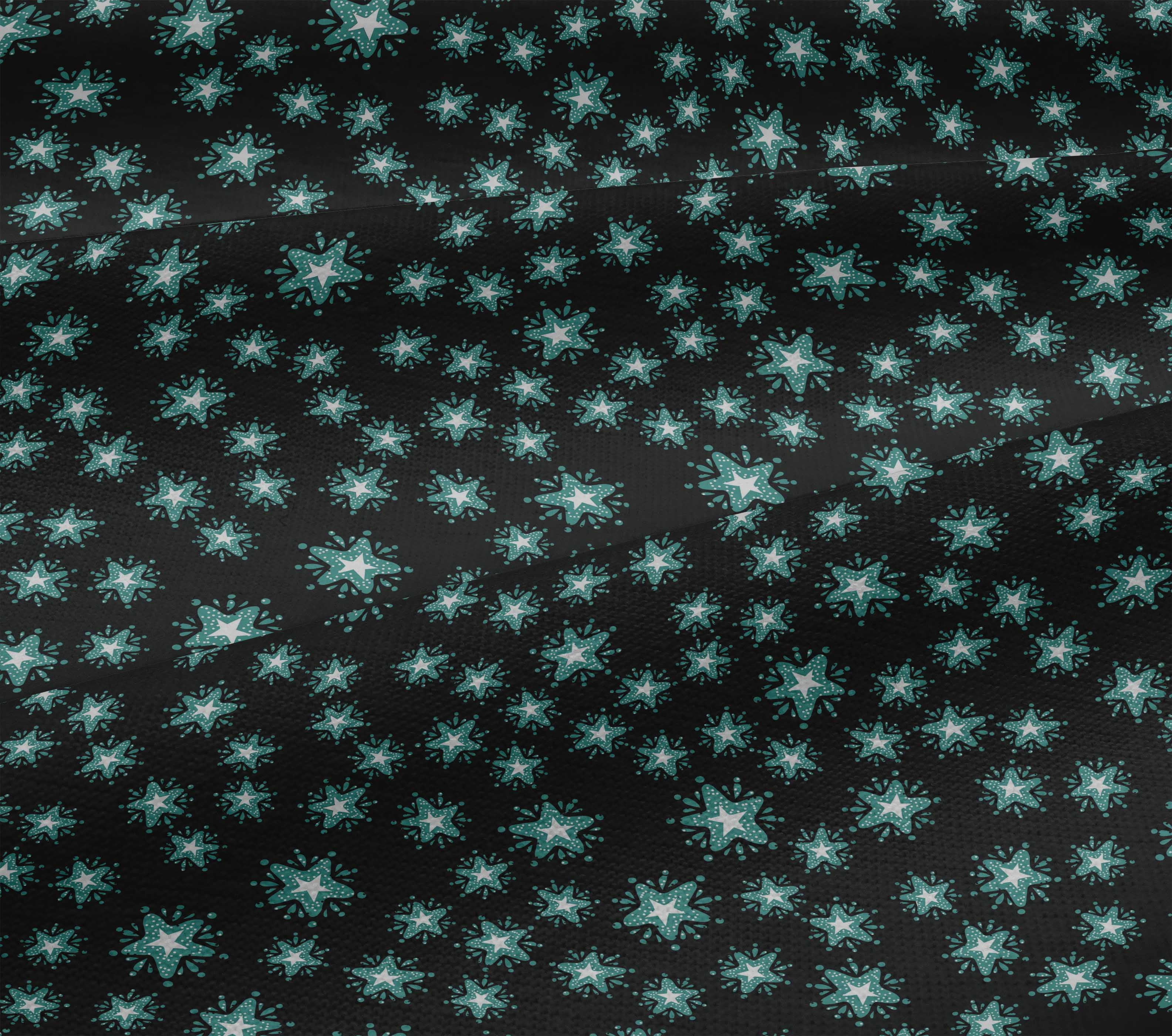 oneOone Cotton Jersey Black Fabric Star Christmas Sewing Material Print Fabric By The Yard 58 Inch Wide