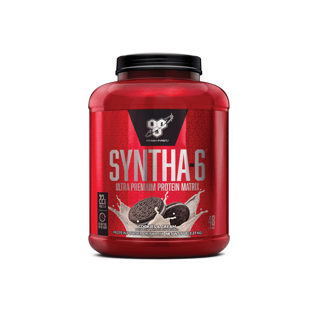 BSN Syntha 6 Whey Protein Powder, Cookies & Cream, 5lb
