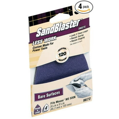 SandBlaster Mouse Sandpaper Sheets, 120-Grit, 4-PackIdeal for use on many surfaces including wood, metal, and fiberglass By