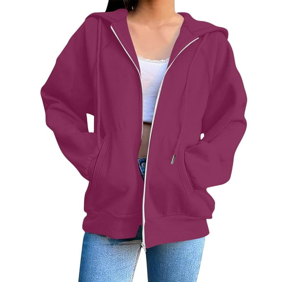 Oversized Sweatshirt For Women Sevevn Women's Zip UP Hoodie Jacket Long Sleeve Tops Hooded Drawstring Sweatshirt With Pockets