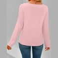 thumbnail image 4 of WREESH Womens Fashion Dressy Tops Solid Color Long Sleeve Round-Neck Keeping Warm Side Button Tops Blouse Pullover Pink, 4 of 7