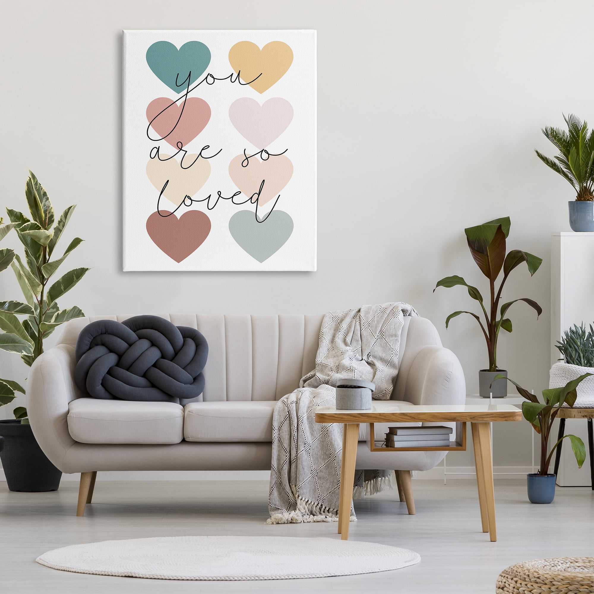 Stupell Industries You Are Loved Hearts Abstract Painting Gallery Wrapped Canvas Art Print Wall Art, 36 x 48