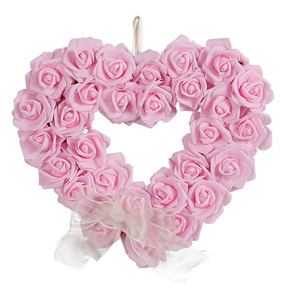 Sunxin Wreath Idyllic Heart Shaped Wreath Floral Rose Artificial Garland Door Wreath for Home Wedding Valentine'S Day Decoration, 1X Valentine'S Day Heart-Shaped Wreath