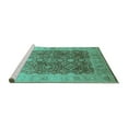 thumbnail image 2 of Ahgly Company Machine Washable Indoor Rectangle Oriental Turquoise Blue Traditional Area Rugs, 7' x 9', 2 of 4