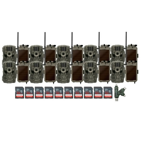 Stealth Cam 36MP Fusion Max Cellular Trail Camera (10-Pack) Bundle with 10x Lithium Solar Power Panel 10x 32GB Memory Card and Card Reader (31 Items)