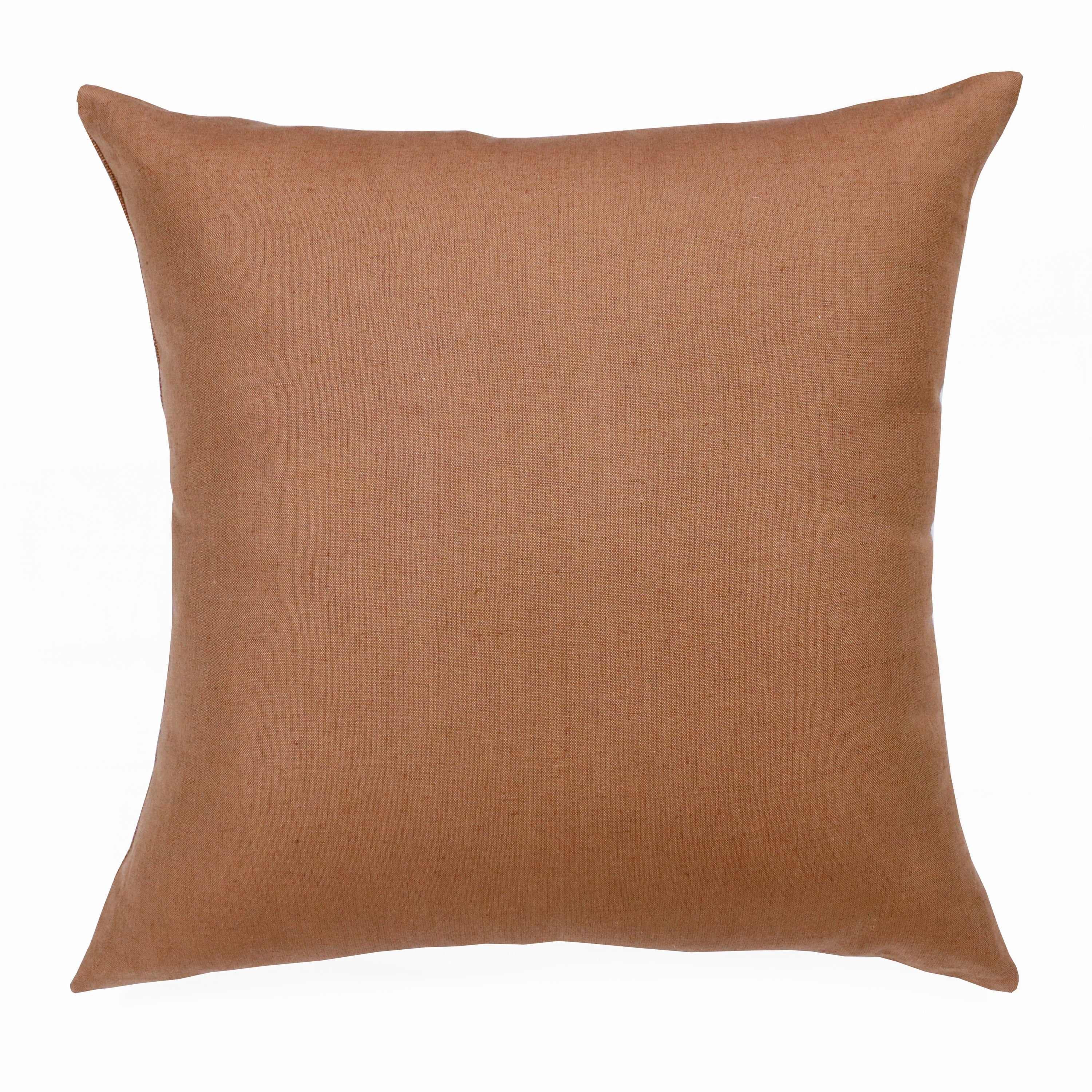 Ox Bay Euro Hand-Woven Brown Solid Linen Throw Pillow, 20" x 20"