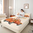 thumbnail image 4 of Homewish Autumn Botanical Pumpkin 4-Piece Full Size Sheets For Female Men Adults,Farmhouse Harvest Bed Sheets,Orange Truck Lightweight Sheet Sets,Luxury Bedroom Decor, 4 of 7