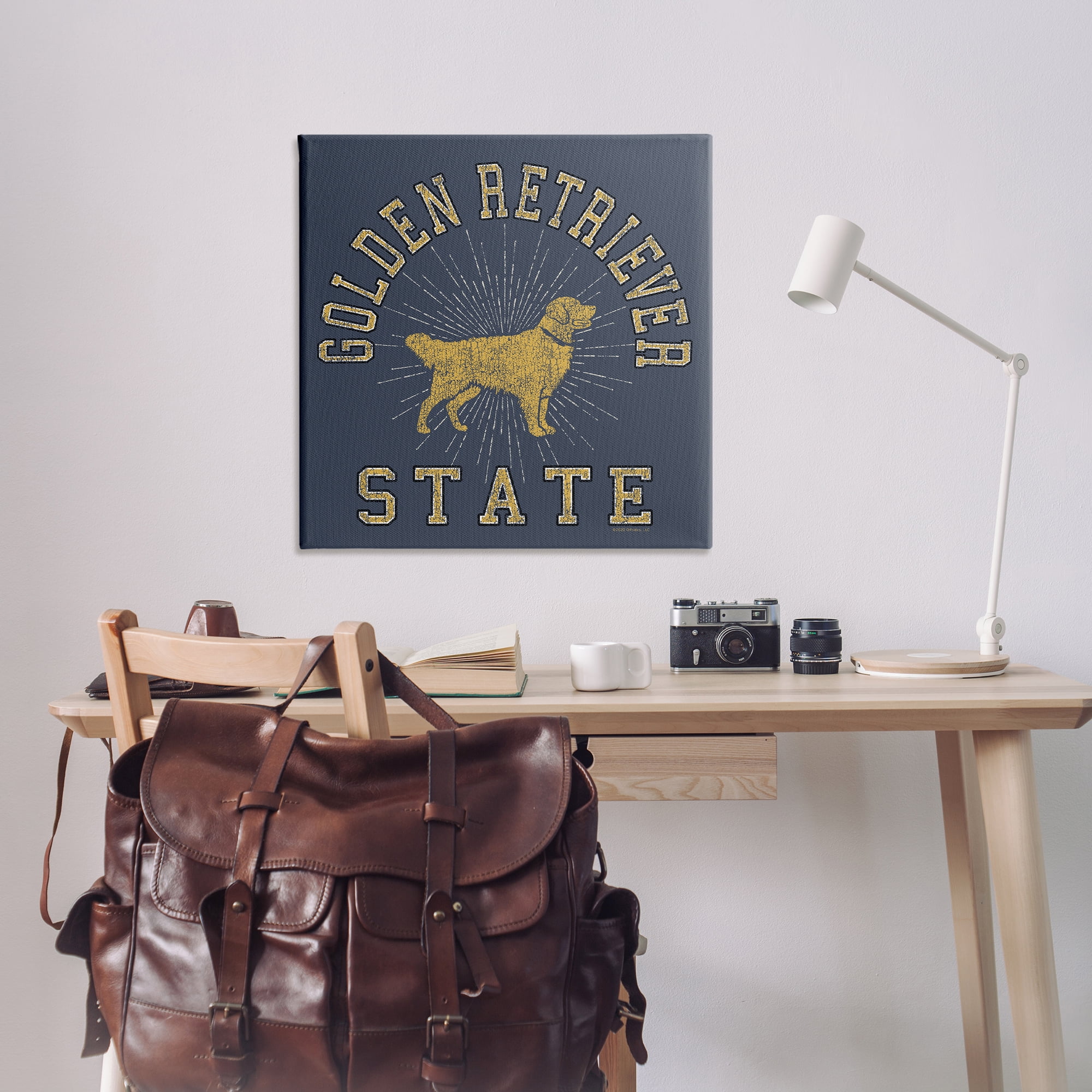 Stupell Industries Golden Retriever State Novelty & Humor Painting Wrapped Canvas Art Print Wall Art, 36 x 36