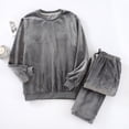 thumbnail image 2 of UAMVSH Flannel Loungewear Sets for Women Warm Winter Fuzzy Fleece Long Sleeve Pullover Two Piece Sleepwear Comfy Pajama Outfits(MediumDark Gray 1), 2 of 6