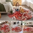 thumbnail image 5 of Ocean Red Octopus Round Area Rug 3Ft Washable Small Circle Rugs for Kitchen Entryway, Nautical Castle Coastal Lighthouse Non-Slip Carpet Floor Mats Indoor Outdoor Carpet Runner Aesthetic Home Decor, 5 of 8