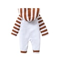 thumbnail image 2 of Qtinghua Newborn Baby Girl Boy Thanksgiving Day Romper Striped &Turkey Print Hooded Bodysuit Jumpsuit Fall Clothes Orange 6-12 Months, 2 of 7