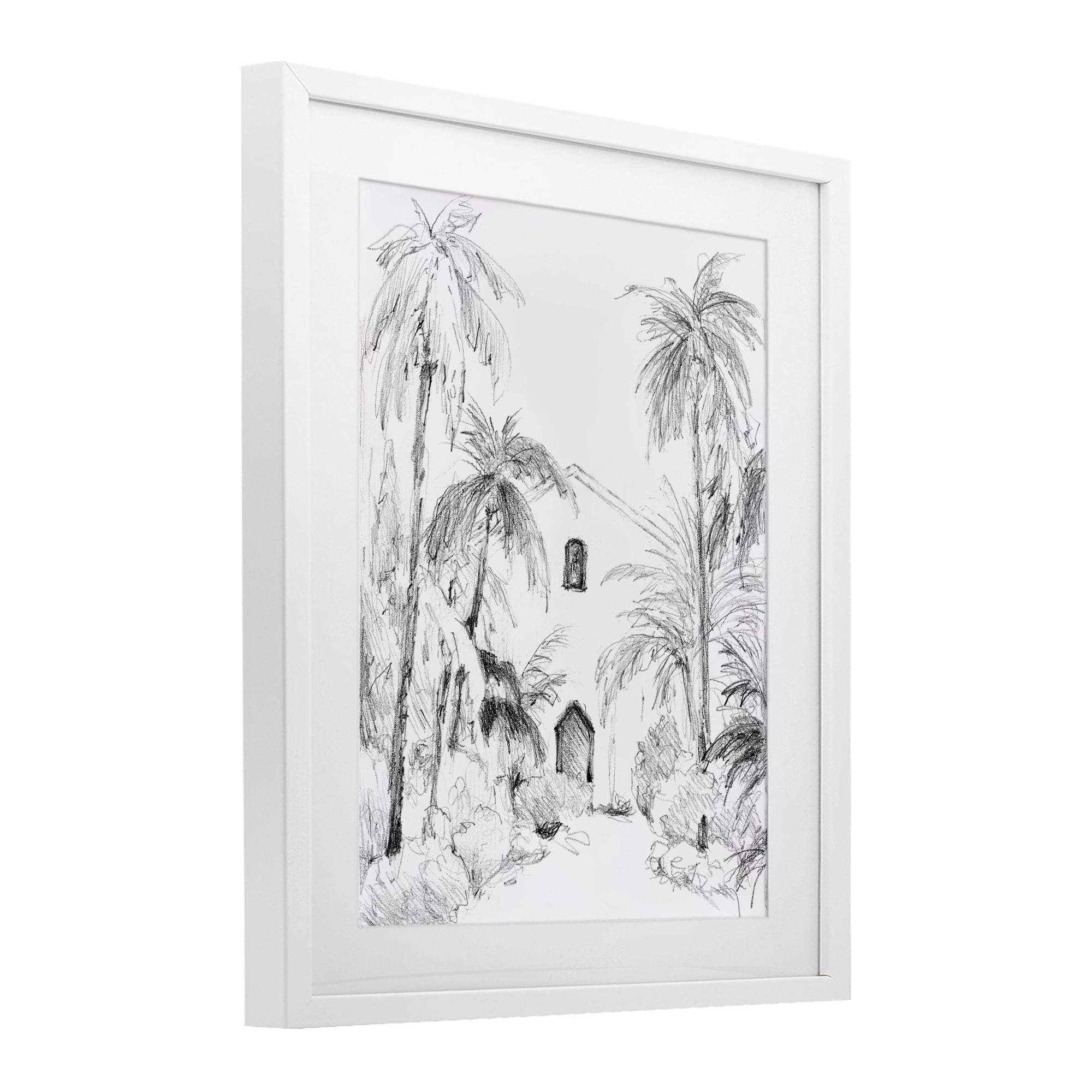 Stupell Industries Island Church Sketch White Framed Print Under Glass, design by Lanie Loreth