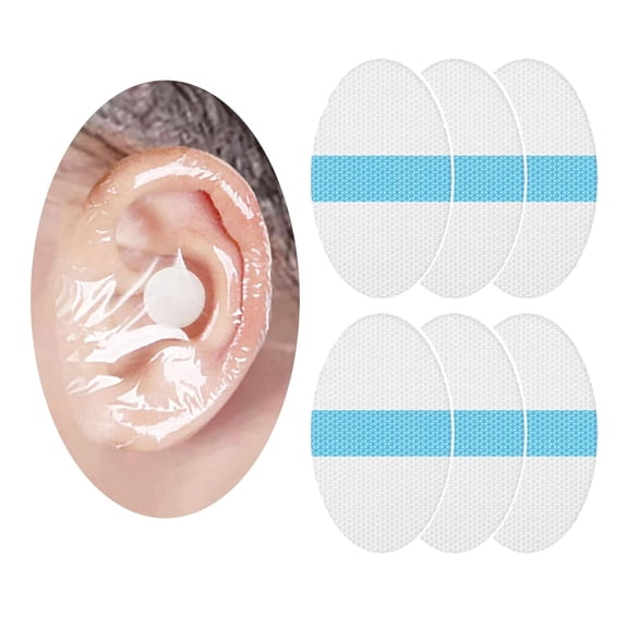 QARUN 60-Pack Silicone-Gel Material Easy to Take Off Baby Ear Covers with Cotton Ball,Baby Shower Cap Ear Protection for Kids,Water-proof Ear Stickers for Bath Swimming (60Pcs)