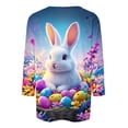 thumbnail image 5 of Womens Easter Shirt 3/4 Sleeve Round Neck Tees Casual Loose Fit Blouse Cute Bunny Print Shirts Trendy Spring Outfits 2026, 5 of 5
