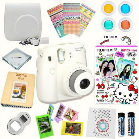 Fujifilm Instax Mini 8 Camera White + MASSIVE BUNDLE for Fujifilm instax mini 8 camera Includes Instant camera + Instax mini 8 instant films 10 pack (Hello Kitty 2016)+ instax mini 8 Accessories