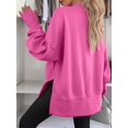 thumbnail image 6 of Women Oversized Sweatshirts Thumbhole Long Sleeve Hoodies Shirts Fall Side Slit Pullover Top Y2k Outfits Glitter Pink M, 6 of 8