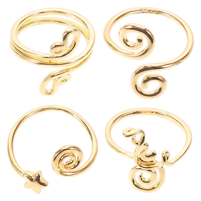 KAKOWELY 4pcs Adjustable Toe Rings Set for Women Handmade Open Toe Rings with Zircon Toe Rings for Summer Beach Jewelry,0.71X"X0.67"X0.67"
