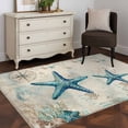 thumbnail image 3 of Area Rug for Living Room, Teal Starfish Coastal Non-Slip Indoor Large Carpet for Bedroom/Dining Room, Vintage Summer Beach Nautical Washable Low-Profile Rectangle Floor Mat Runner Rugs - 3 x 5 Ft, 3 of 8