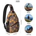 thumbnail image 5 of Sling Backpack,Halloween Pumpkins and Witch Hats Sling Bag with Water Bottle Holder,Waterproof Sling Bag for Men/Women with Headphone Jack for Hiking,Travel, 5 of 6