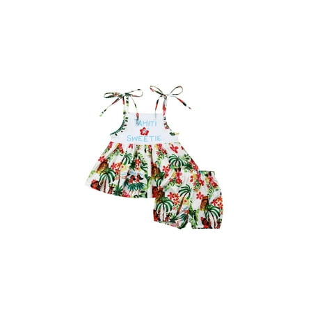 

JBEELATE Toddler Baby Girl s Floral Clothes Set Island Tank Tops Dress+Short Pants 3Pcs Outfits