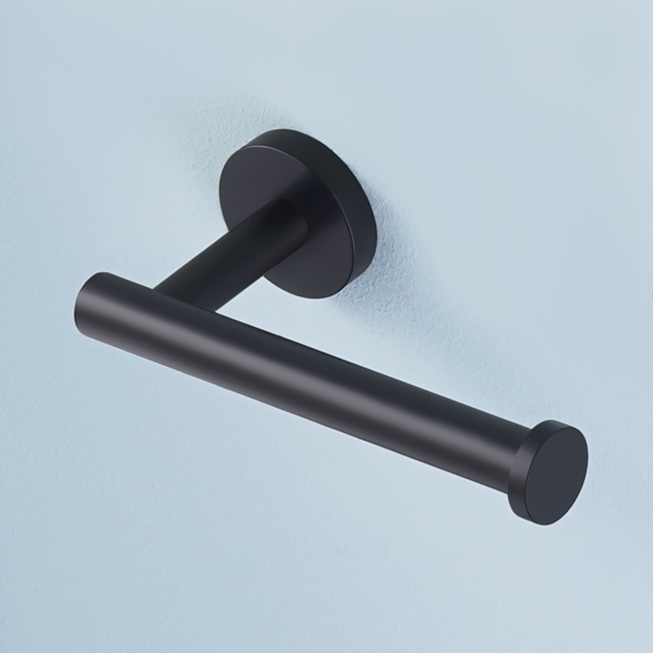 Floor Standing Toilet Paper Holder Black Toilet Roll Holder for Bathroom  304 Stainless Steel Pole 12MM Thick Tempered Glass Base