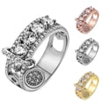 thumbnail image 3 of Opvise Creative Metal Disc Charm Hollow Band Cubic Zircon Rhinestone Ring Women Jewelry, 3 of 6
