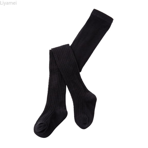 Liyamei Girl Cable Knit Leggings Stocking Tights Footed Pants Toddler Kids Cotton Warm Pantyhose Size Black 4-6 Years