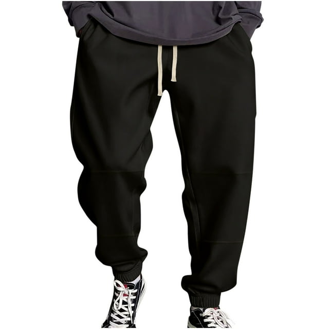 TIMIFIS Men's Fleece Sweatpants Winter Casual Solid Elastic Waist Drawstring Pants Comfortable Joggers Workout with Pockets