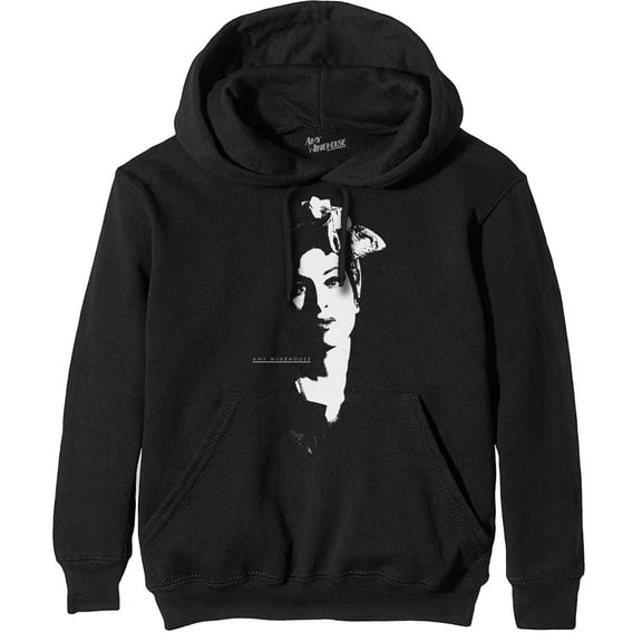 Men's Amy Winehouse Scarf Portrait Hooded Sweatshirt Small Black