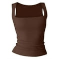 thumbnail image 4 of WTXUE Camisole Tops Sleeveless Tops for Women 2024 New Women'S Sweet Collar Sleeveless T Shirt Double Line T Shirt Slim Fit Top Bandeau Tops for Women Crop Tank Tops Workout Tank Tops Woman Coffee M, 4 of 8