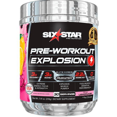 Six Star Pro Nutrition Pre Workout Explosion Powder, Pink Lemonade, 30