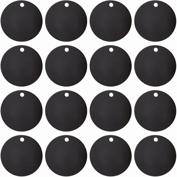 20Pcs Black Flat Round Stamping Blank Tags 1.5 Inch Aluminum Tags with Hole