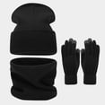 thumbnail image 2 of Women Knit Hat Neck Warmer Gloves Set Warm Thick Cozy Lined 3PCS Soft Cable Knit Accessories Outdoor Cold Weather Gear for Snow Travel Hiking Daily Wear Fashion Slim Face Style Ski, 2 of 6