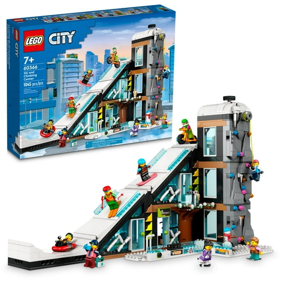 LEGO City Ski and Climbing Center Building Toy Set, 3-Level Building with a Ski Slope, 8 Minifigures and 2 Animal Figures for Imaginative Winter Sports Play, Fun Gift Idea for Kids and