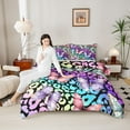 thumbnail image 4 of Homewish Colorful Butterflies 3 Pieces Queen Comforter Set For Children Kids Teens,Gradient Leopard Print Ultra Soft Bedding Sets,Ombre Bling Glitter Bedding Comforter Set,Luxury Bedroom Decor, 4 of 8