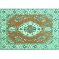 thumbnail image 1 of Ahgly Company Machine Washable Indoor Rectangle Medallion Turquoise Blue Traditional Area Rugs, 2' x 5', 1 of 4