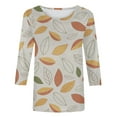 thumbnail image 4 of Pompotops T-shirt de Mode pour Femme Mi-Long Manches 3/4 Blouse Col Rond Hauts Décontractés Liquidation, 4 of 5