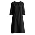 thumbnail image 4 of ZToonmas Women's 3/4 Sleeve V-Neck Shift Dress Casual Loose A-Line Midi Dress for Summer, 4 of 8