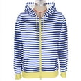 thumbnail image 2 of Guzom Womens Blue Full Zip Striped Hoodie - Soft Stretch, Adjustable Hood & Kangaroo Pocket, Casual Wear for Women (S to XXL),Size L, 2 of 4