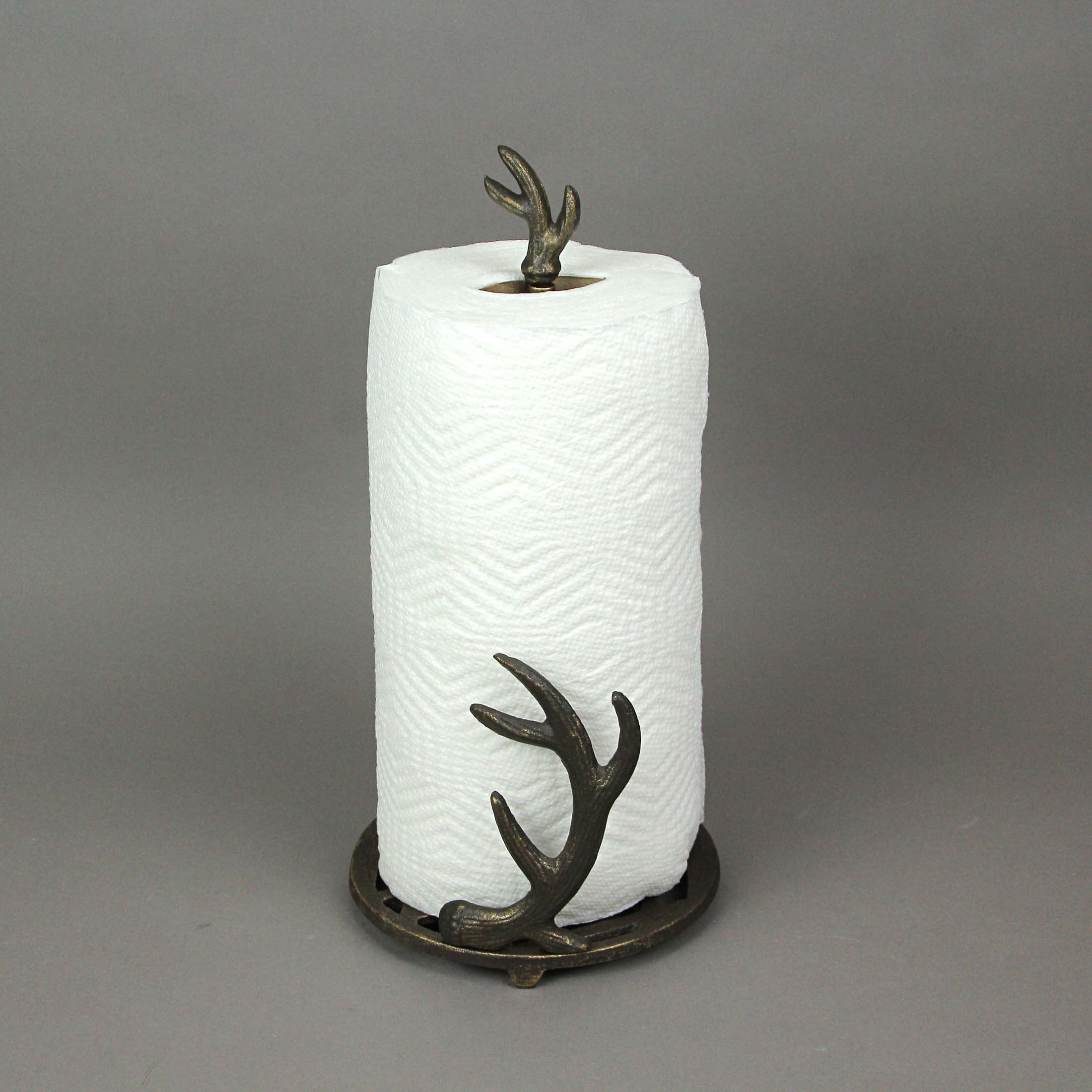 Zeckos Brown Cast Iron Antler Paper Towel Holder Kitchen Decor