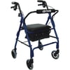 Drive Deluxe Aluminum Rollator with Padded Seat, 6" Casters with Lever Locks and Pouch