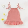 thumbnail image 2 of Toddler Girls Children Sleeveless Halter Solid Color Cotton And Linen Pleated Feeling Dress Casual Dress 5de Dresses, 2 of 6